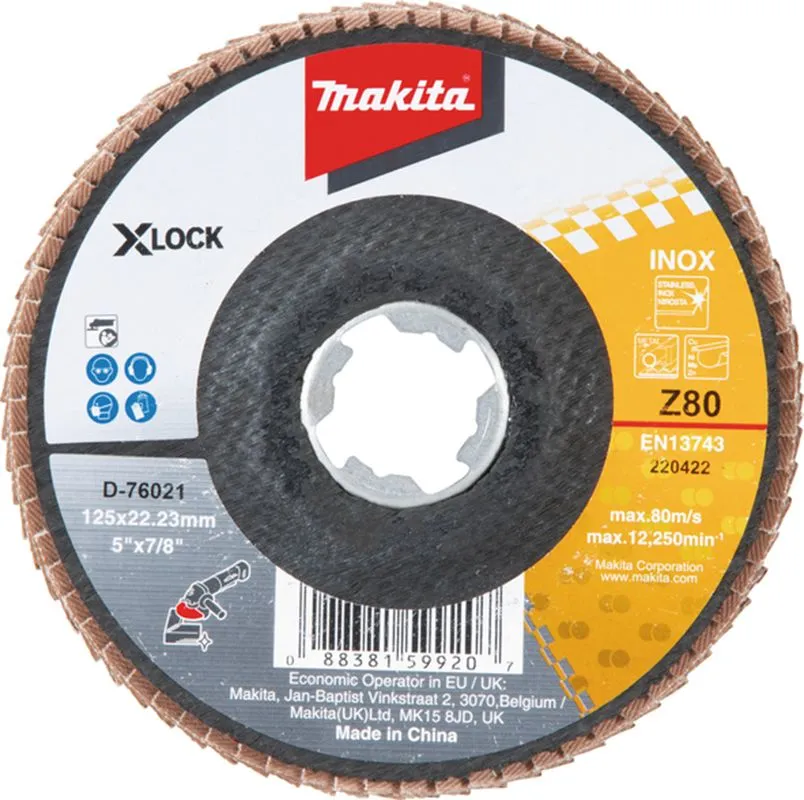 Makita X-LOCK lamelne ploče, Ø125 mm, granulacija 80 (D-76021)