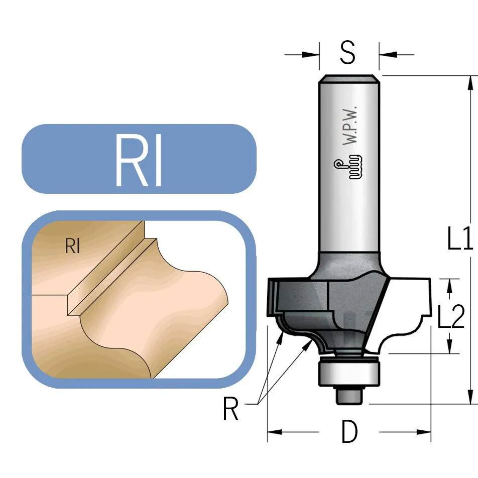 Profilno glodalo sa ležajem - OGEE file stil sa dva 4mm radijusa, prihvat 12mm WPW RI04002