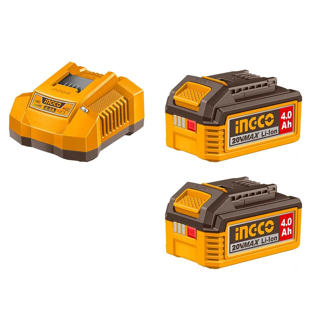 Set baterije 20V 2 x 4,0Ah + punjač Super INGCO FBCPK2013E