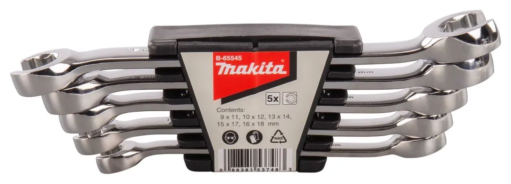 Set blago zakrivljenih viljuškastih ključeva Makita B-65545