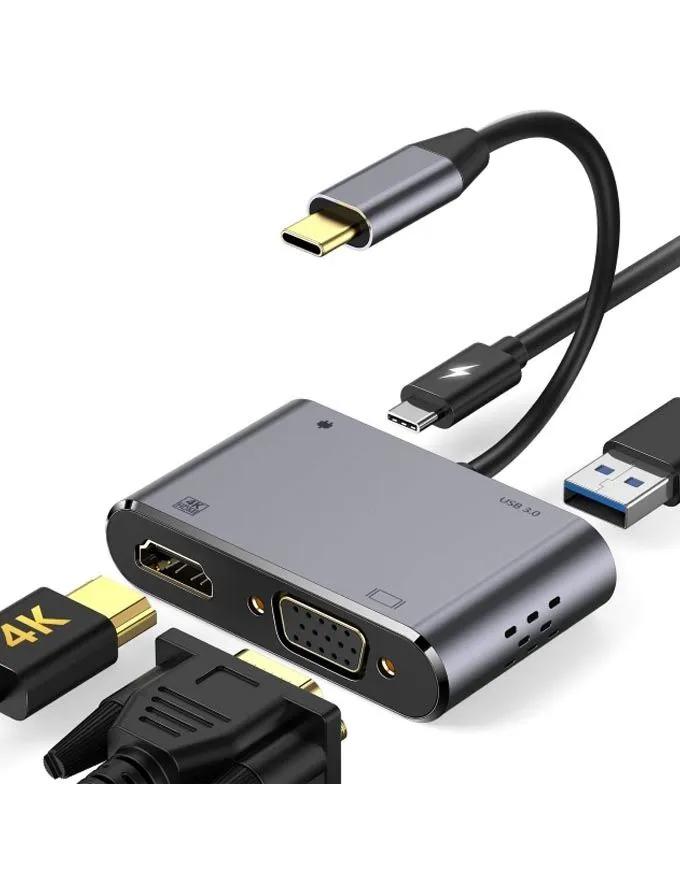 Adapter E-Green USB(C)-HDMI+VGA+USB3.0+USB(C)