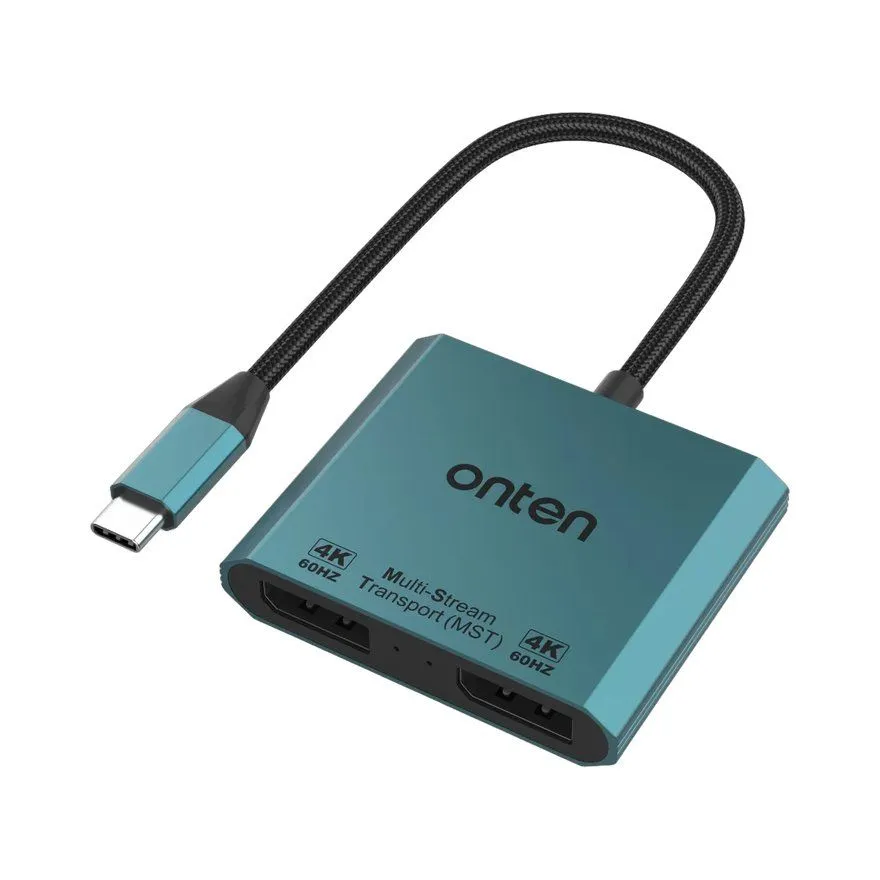 Adapter Onten UC915 USB-C na Dual DisplayPort Blue