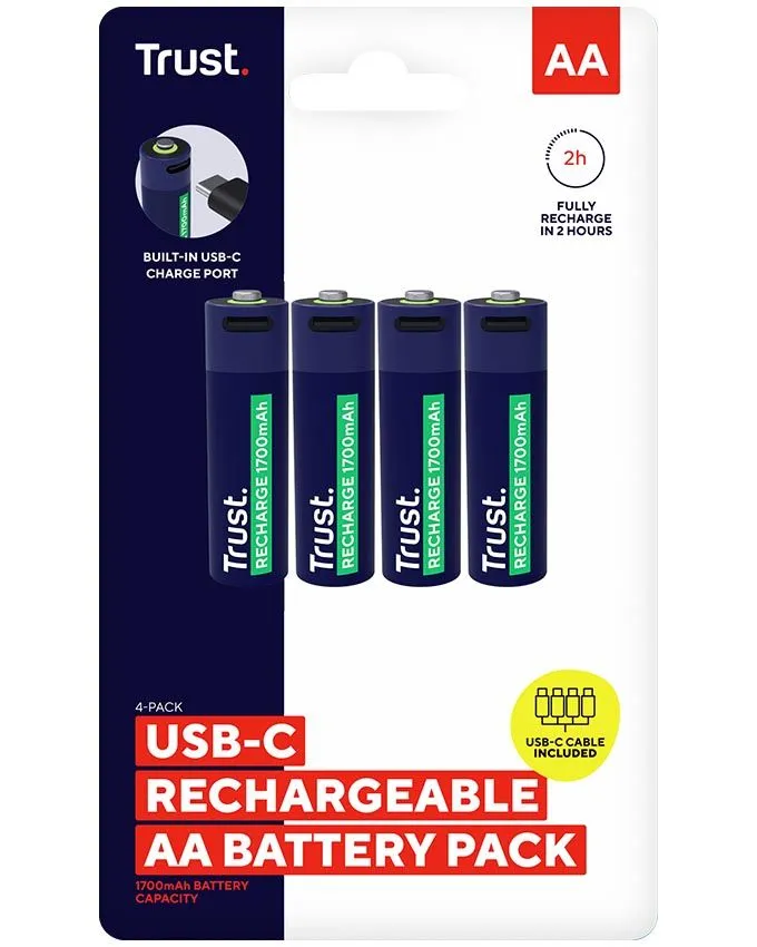 Baterija Trust AA USB-C 1700mAh 4kom - punjive