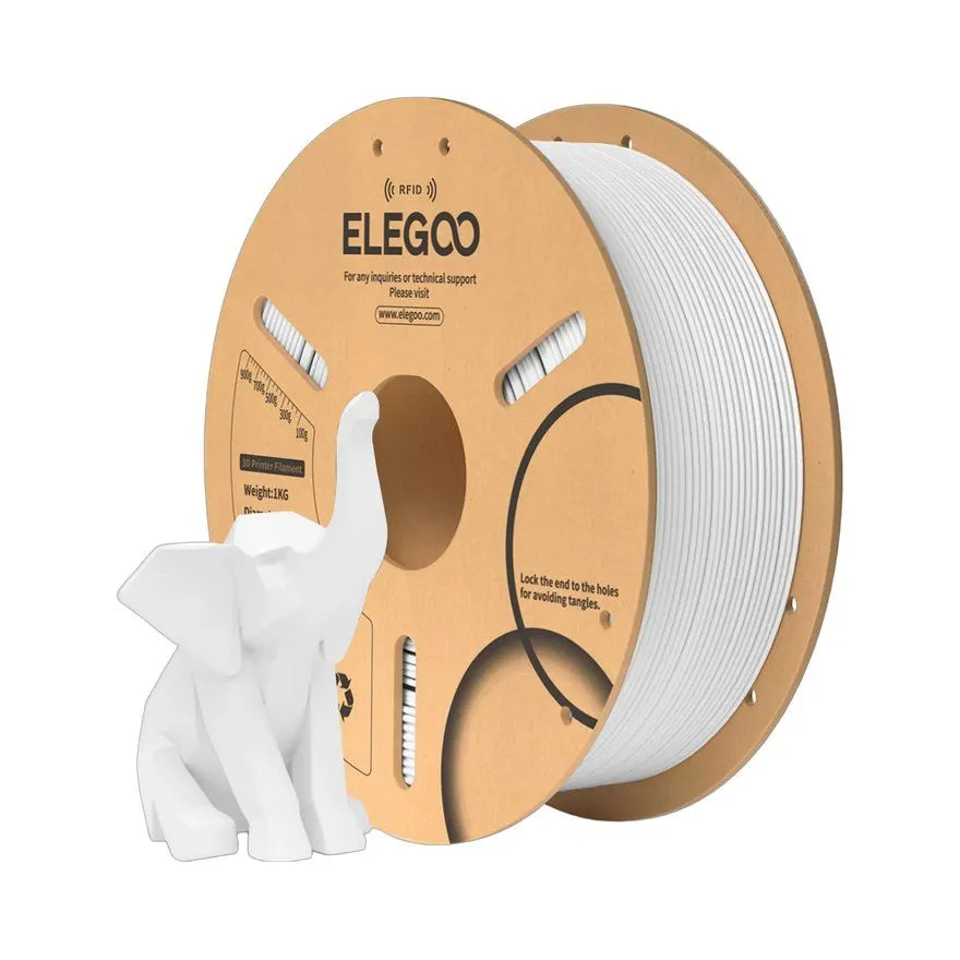 Filament Elegoo PLA 1.75mm 1kg Paper Spool RFID White