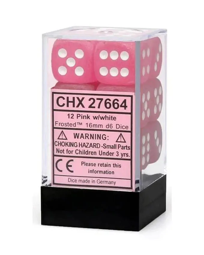 Kockice Chessex - Borealis - Luminary - Pink & Silver - Dice Block (12)