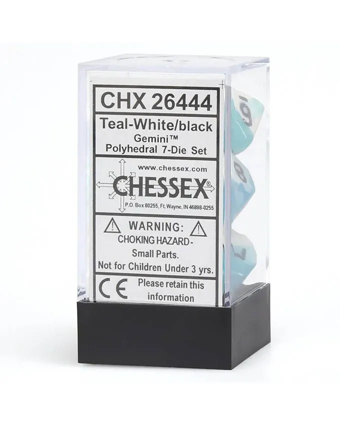 Kockice Chessex - Gemini - Polyhedral - Steel-Teal & White (7)