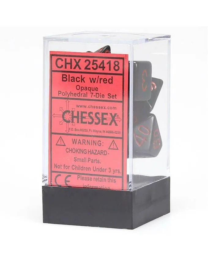 Kockice Chessex - Opaque - Polyhedral - Black & Red (7)