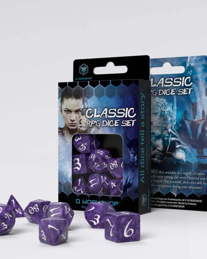 Kockice Q Workshop - Classic RPG Lavender & White - Dice Set (7)