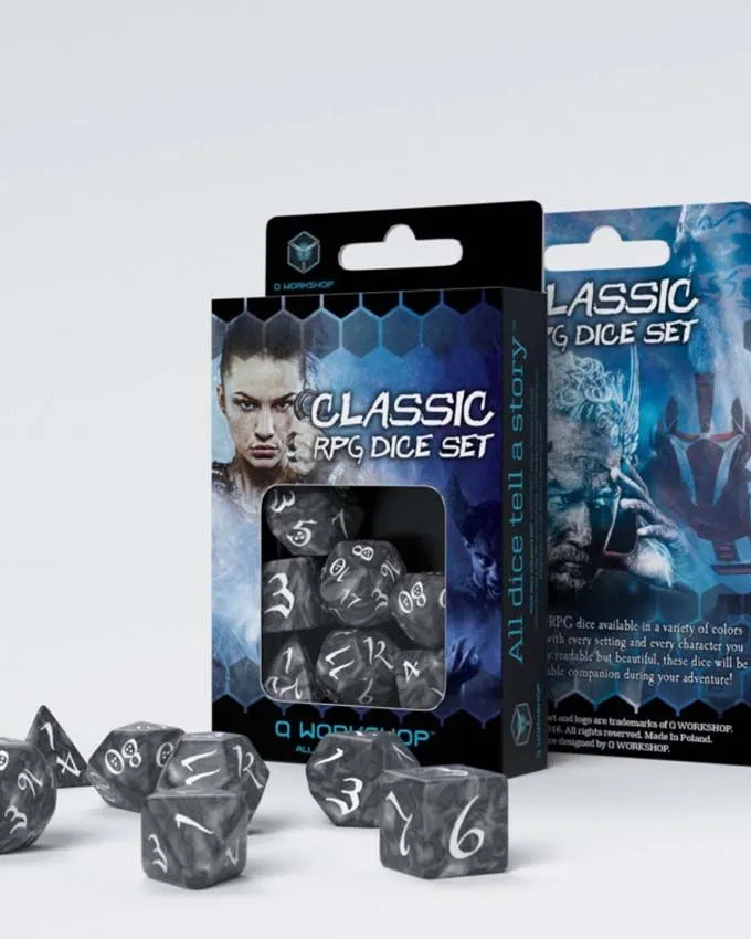 Kockice Q Workshop - Classic RPG Smoky & White - Dice Set (7)