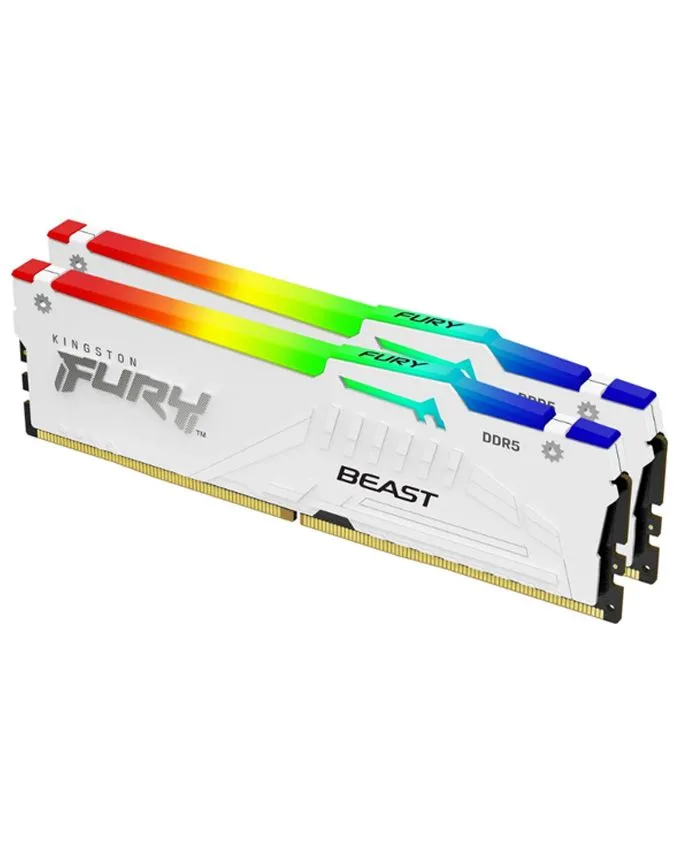 Memorija Kingston 32GB (2x16GB) DDR5 6000MT/s CL30 KF560C30BWEAK2-32 FURY Beast  RGB White