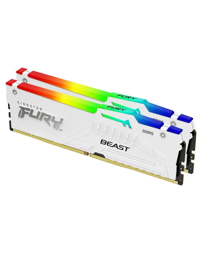 Memorija Kingston DIMM DDR5 32GB (2x16GB kit) 5200MT/s KF552C36BWEAK2-32 Fury Beast RGB White Expo
