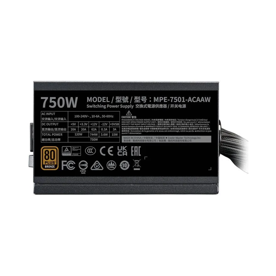 Napajanje Cooler Master MPE-7501-ACAAW-3BEU 80 Plus Bronze 750W Black