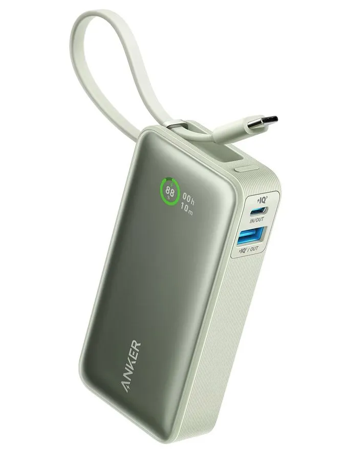 Power Bank Anker Nano Built-In USB-C Cable 30W Green