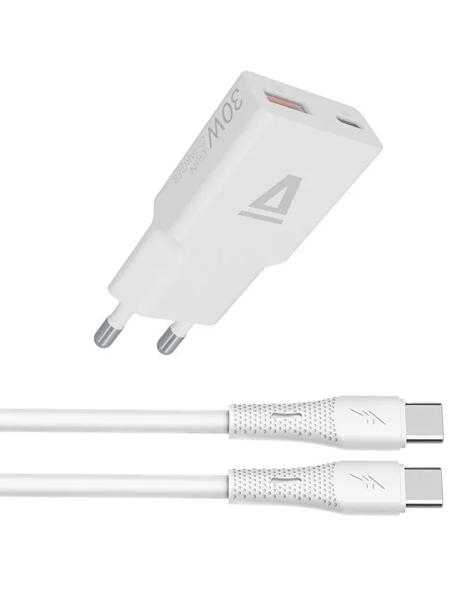 Punjač AVAX CH6413 / USB-C to USB-C / 30W / White