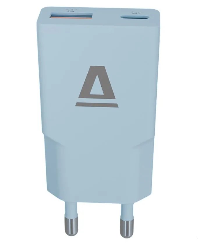Punjač AVAX CH641LB Nano Slim / USB-C + USB-A / 30W / Light Blue
