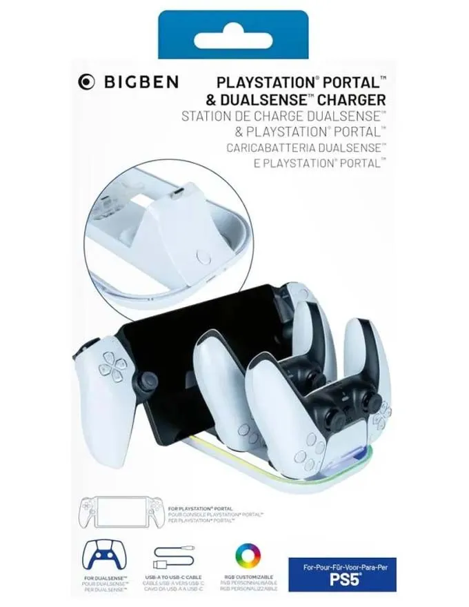 Punjač BigBan za PS5 Portal & DualSense - Triple Charger Station RGB