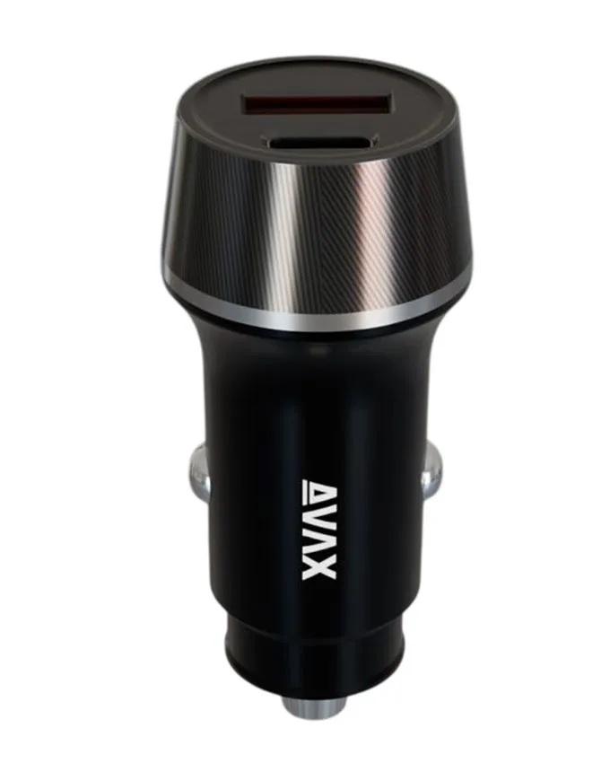 Punjač za auto AVAX Carly CC304B / USB-C + USB-A / 38W / Black