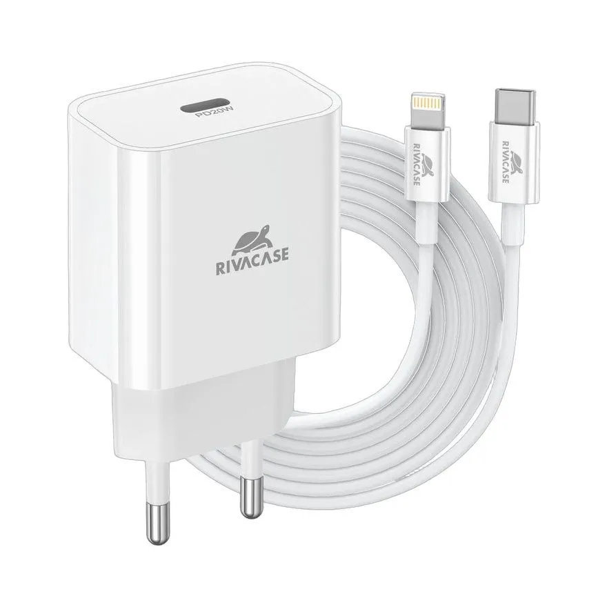 Punjač za smartphone RIVACASE 20W PD C +C-L kabl PS4101 white