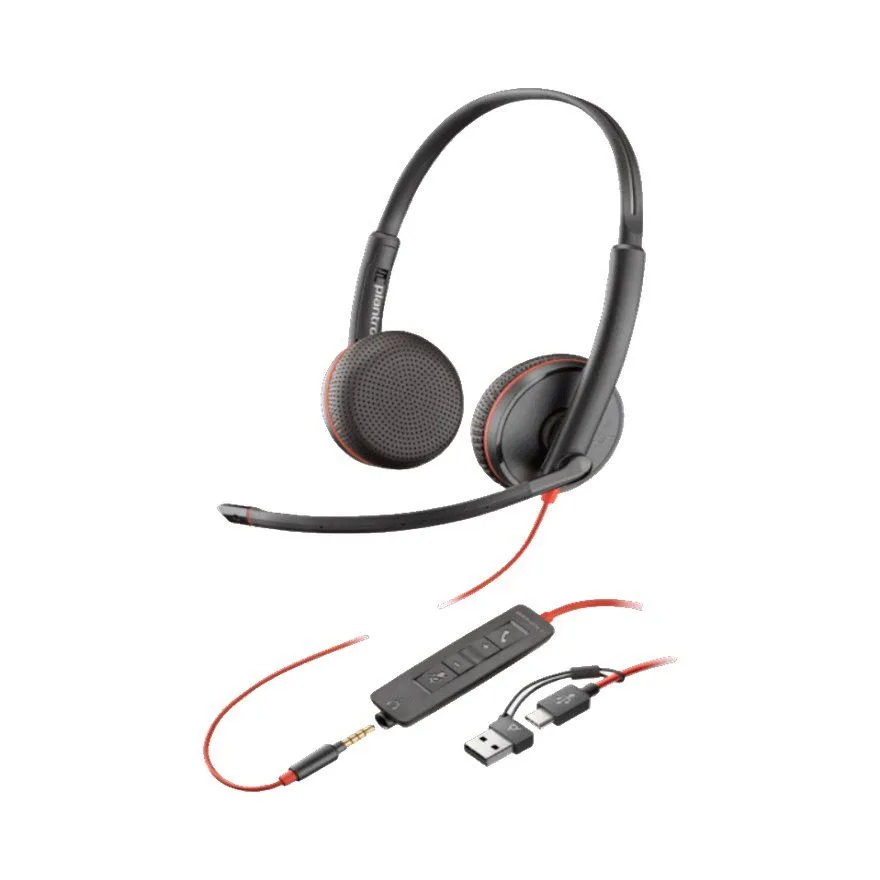 Slušalice HP Poly Blackwire 3225 (8X229AA) / Žične / USB-C / USB / 3.5mm / Mikrofon / Black