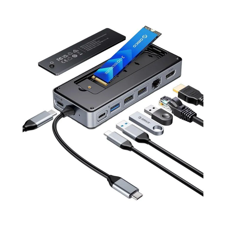 USB Hub ORICO (OM28PR-G2-BK-EP)  Type-C + HDMI + PD + RJ45 + NVME