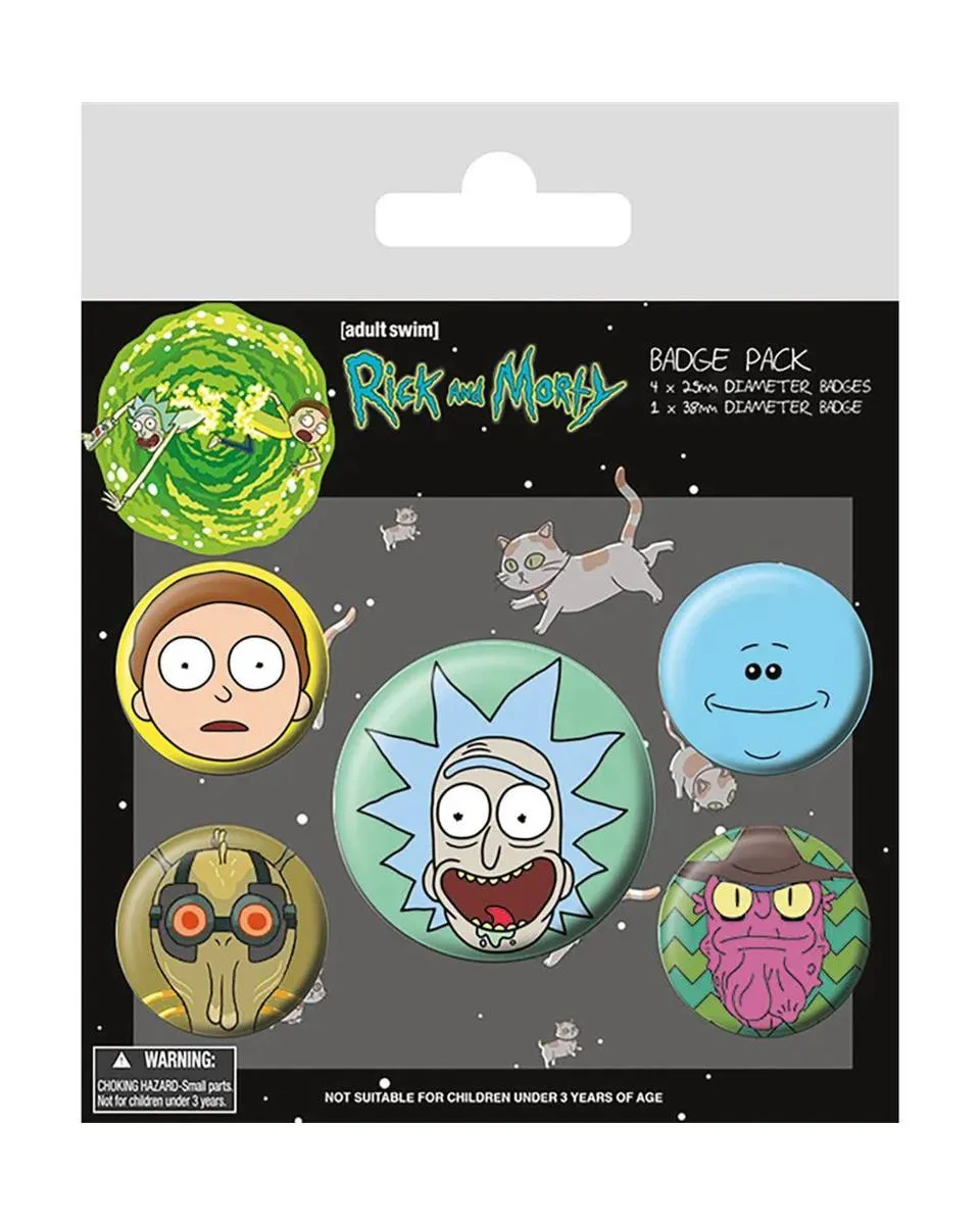Bedževi Pyramid Rick And Morty (Heads) - Badge Pack