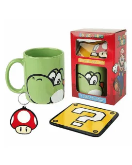 Gift Set Pyramid - Super Mario - Yoshi - Šolja, Podmetač &amp; Privezak
