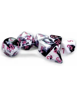 Kockice Chessex - Gemini - Polyhedral - Black-White &amp; Pink (7)