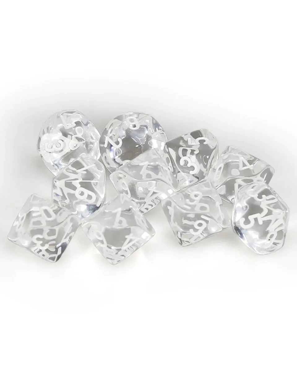 Kockice Chessex - Translucent - Clear &amp; White (10)