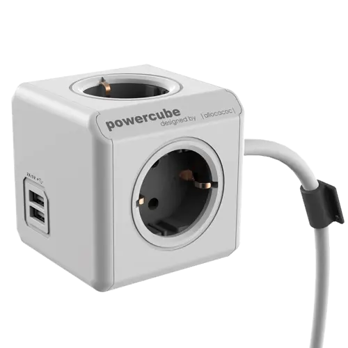 ALLOCACOC PowerCube Extended USB 4xSchuko + dual USB kabl duž.3m
