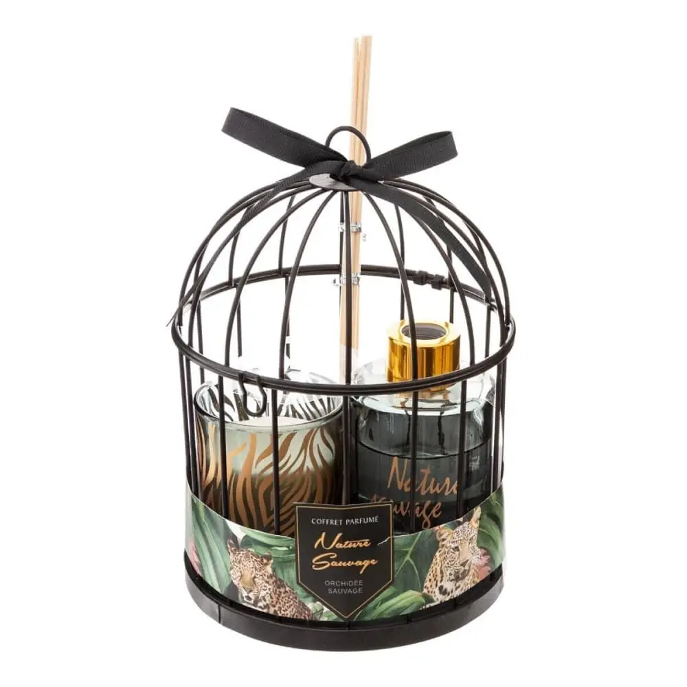 ATMOSPHERA 13.5x19cm Poklon set Jungle kavez  Mirisna sveća i difuzor