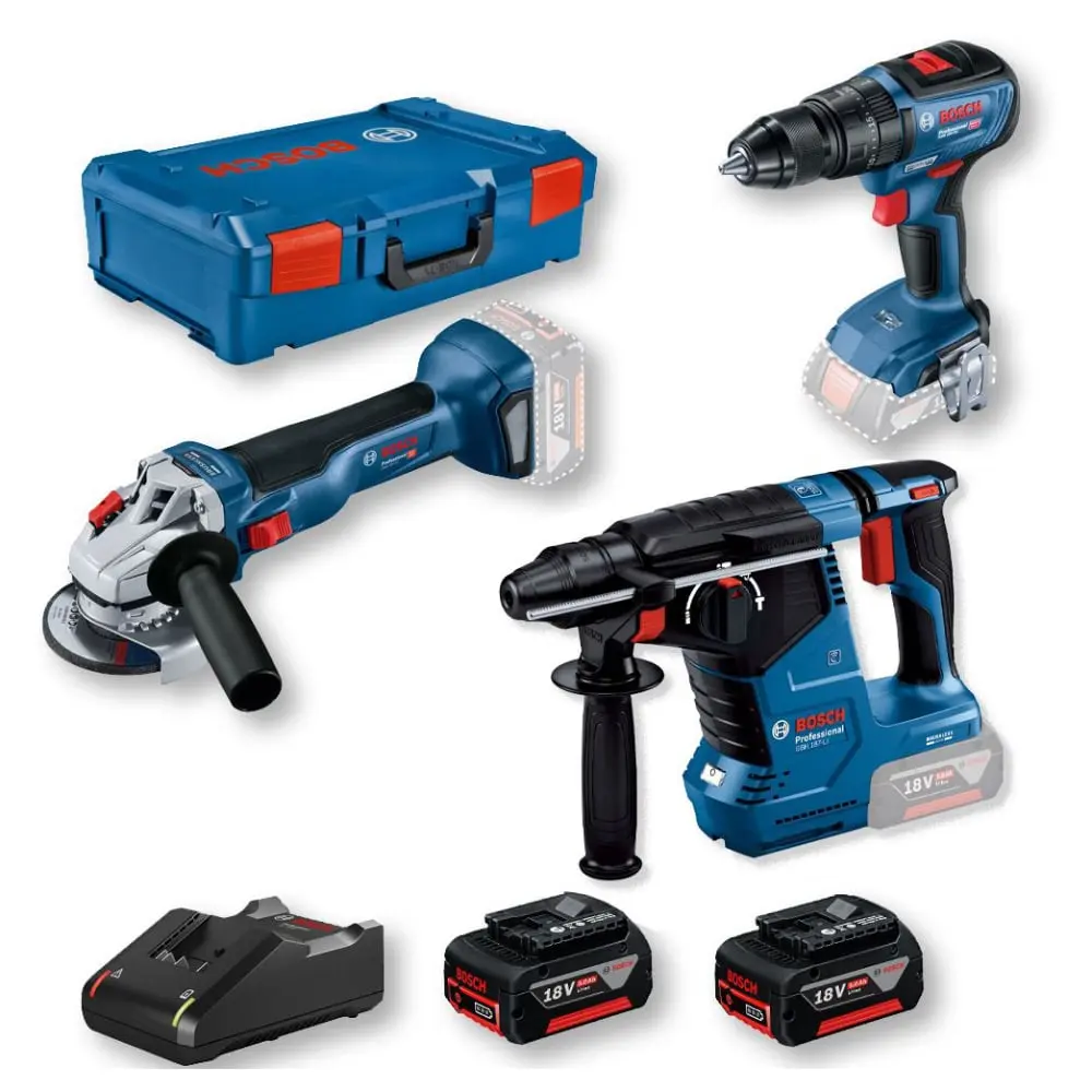 BOSCH 0615990N42 GBH 187-Li + GWS 18V-10 + GSR 18V-50; 2 x 5.0 Ah Set akumulatorskih alata