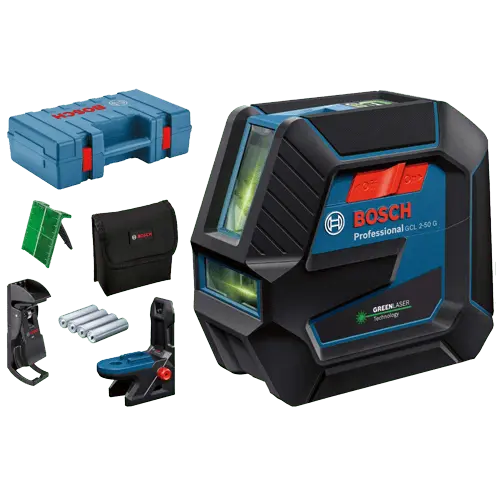 BOSCH GCL 2-50 G + magnetni nosač sa štipaljkom + kofer Kombinovani samonivelišući linijski laser