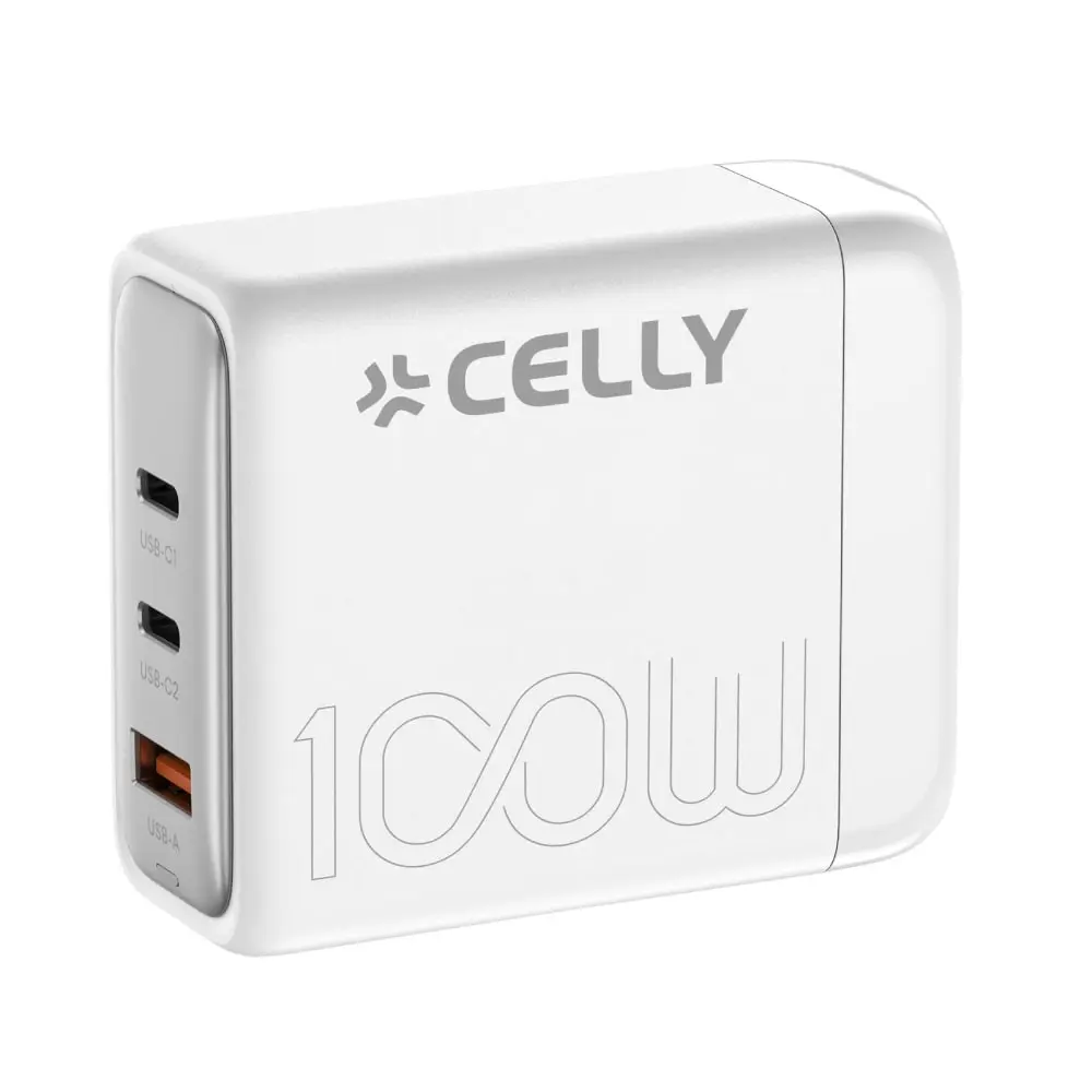 CELLY PS3GAN100W USB-A + USB-C 100W (Beli) Adapter