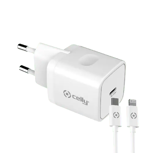 CELLY TC1C20WLIGHTWH USB-C na Lightning 20W (Beli) Punjač