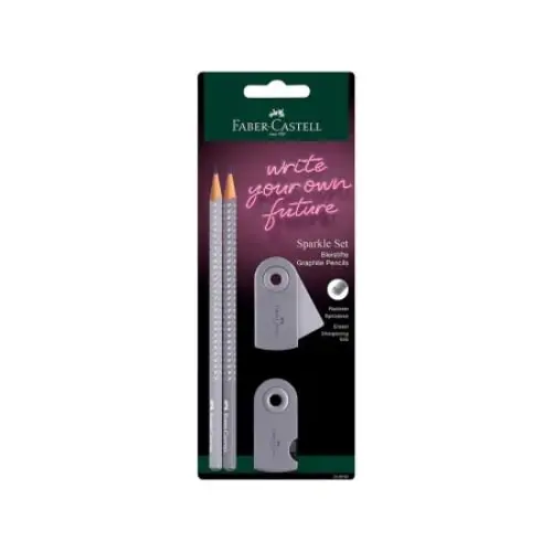 FABEL CASTELL Sparkle Polyblister 2 Grafitne olovke + rezač + gumica Dapple gray 218482 Set