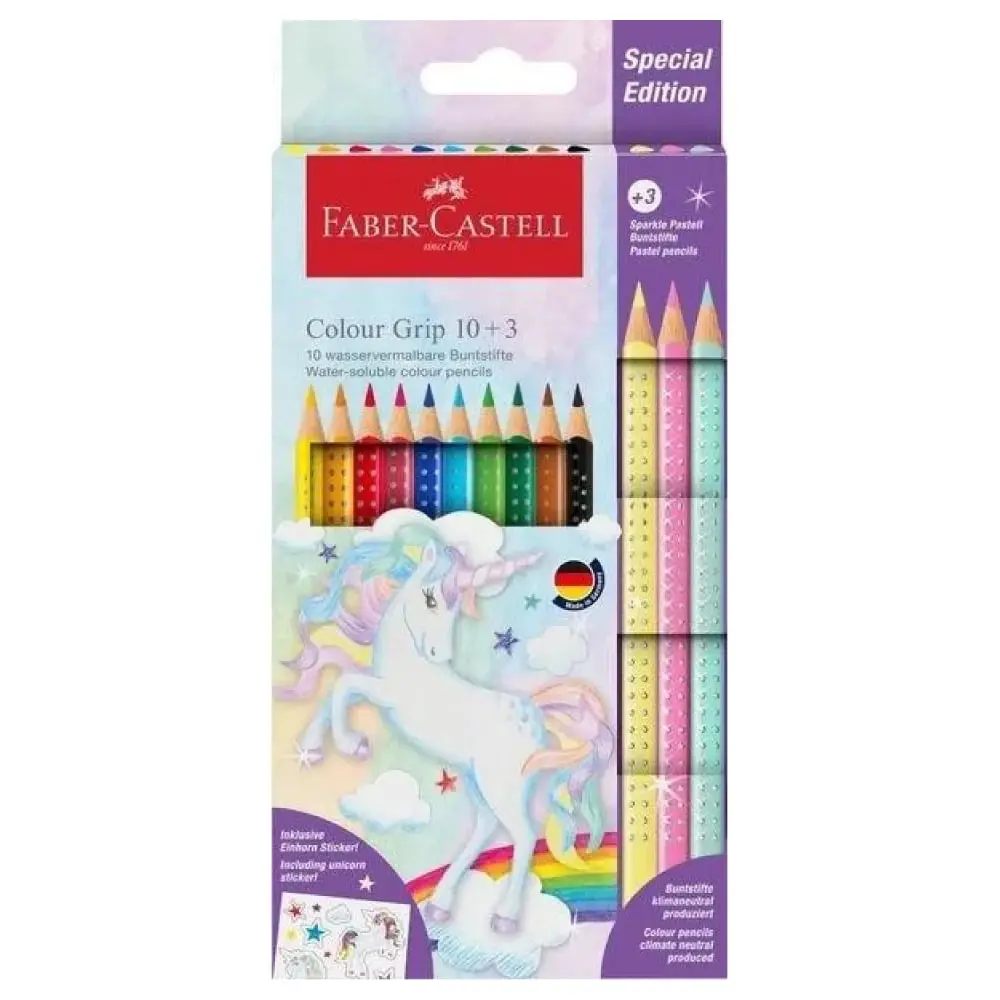 FABER CASTEL 2015420 Grip Jednorog Drvene bojice 1/10 + 3 Sparkle Pastel bojice
