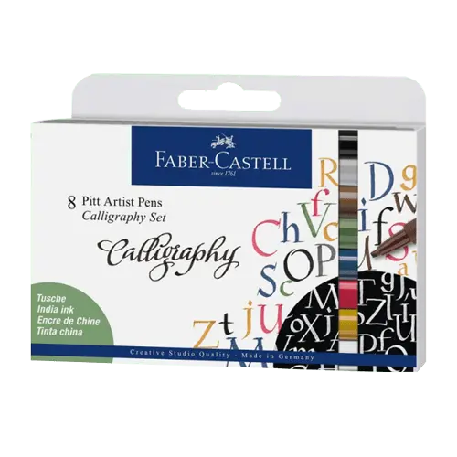 FABER CASTELL Set za kaligrafiju indijsko mastilo, set 8 kom