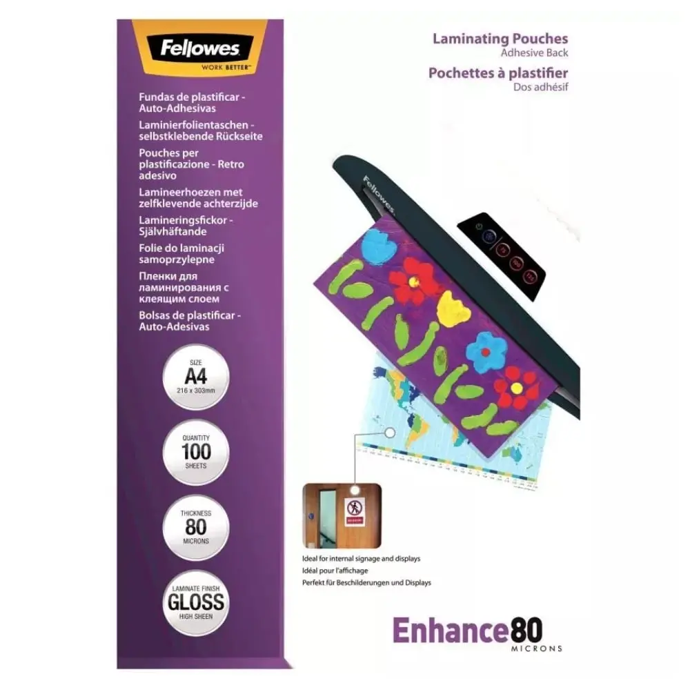 FELLOWES Folija za plastifikaciju A4 80 mic Sjajna samolepljiva