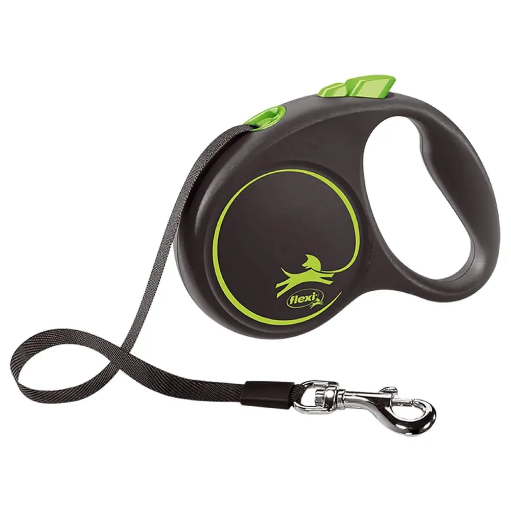 FLEXI Black Design S Tape Zelena Povodac za pse 5 m