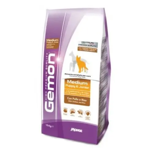 GEMON Medium Puppy & Junior Piletina i Pirinač 15kg Suva hrana za pse