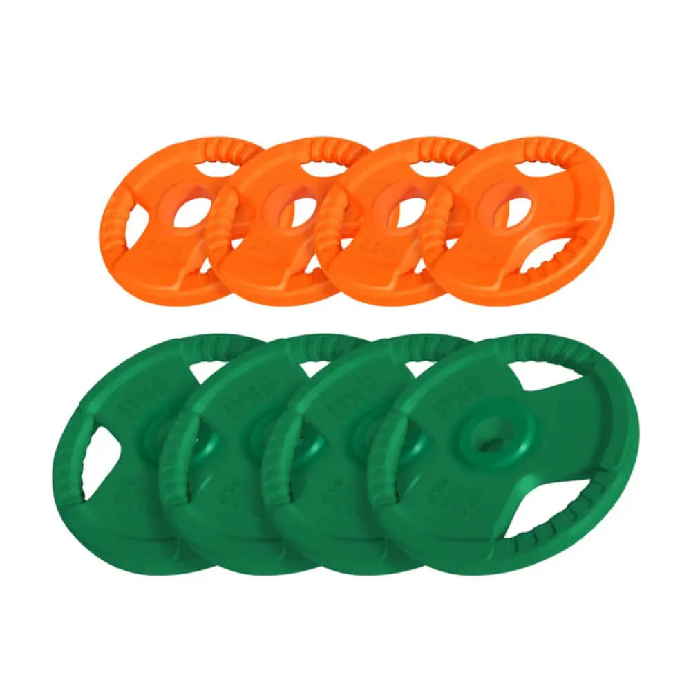 GORILLA SPORTS 4 x 2.5 kg i 4 x 5 kg Set gumiranih olimpijskih tegova