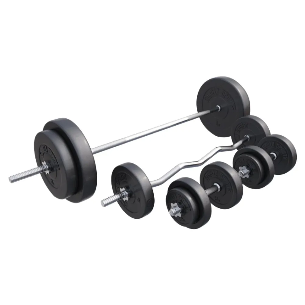 GORILLA SPORTS Duga šipka, EZ šipka, Plastični diskovi, 2 Bučice