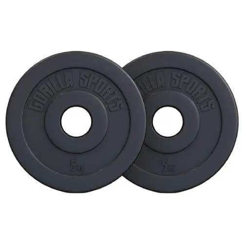 GORILLA SPORTS Set plastičnih olimpijskih tegova 2 x 5 kg