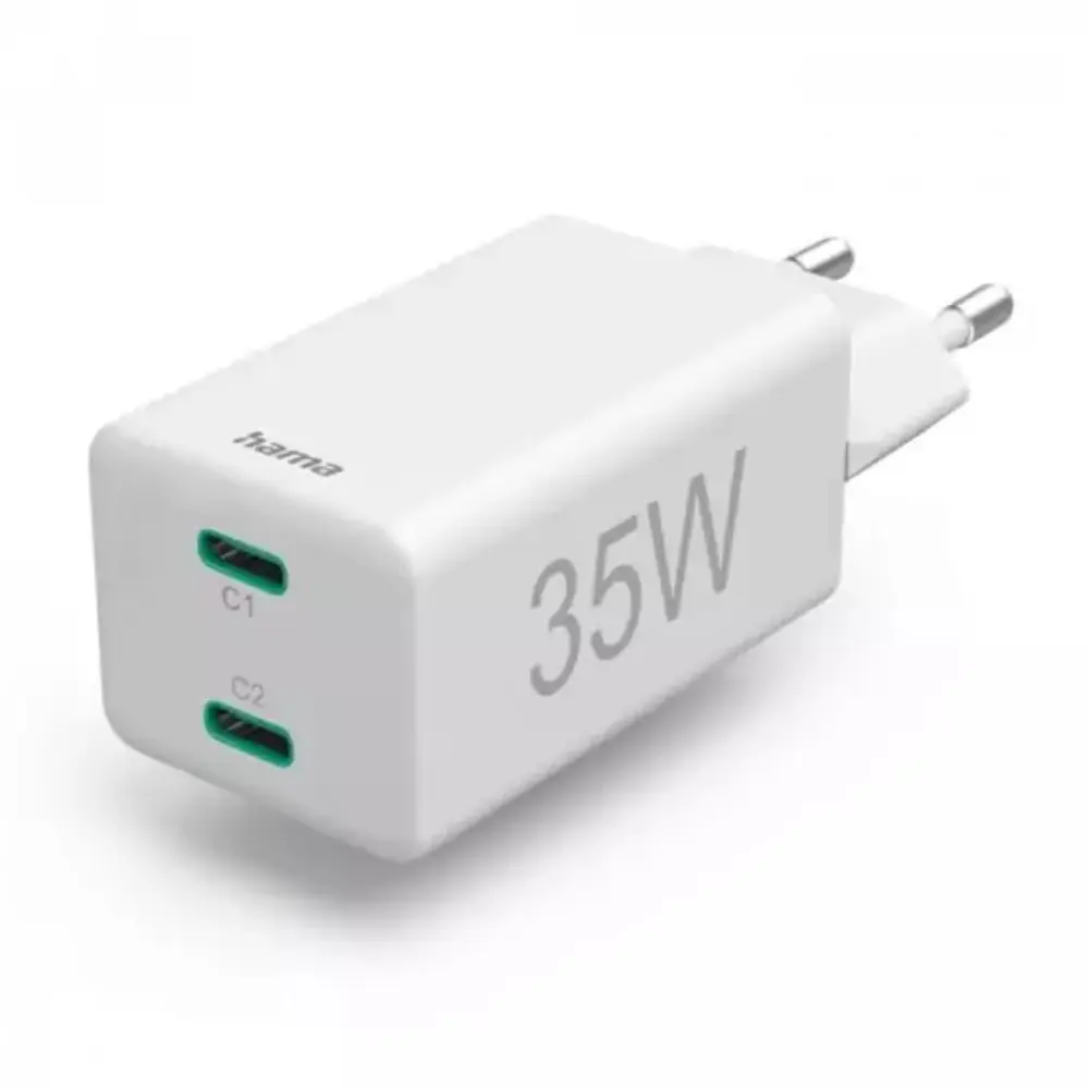 HAMA 2 x USB-C 35W (Beli) Adapter