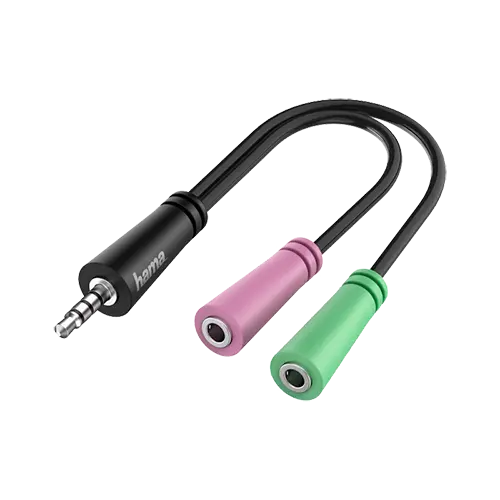 HAMA Audio adapter, 4pin 3.5mm na 3pin 3.5mm m/ž  0,15m (Crna)