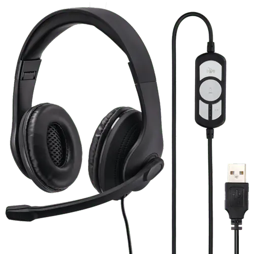 HAMA Žične slušalice HS-USB300 (Crne)