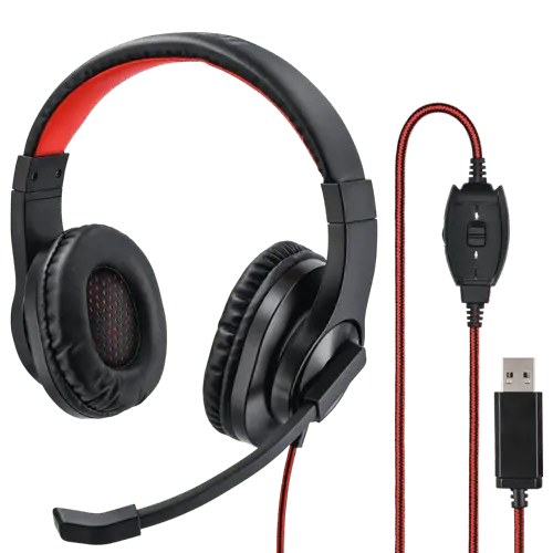HAMA Žične slušalice HS-USB400 (Crne/Crvene)