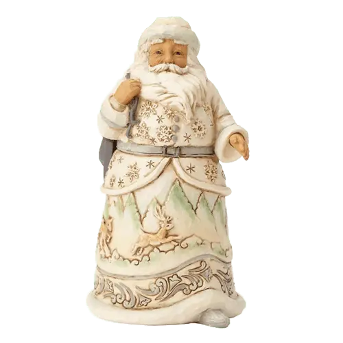 JIM SHORE White Woodland Santa with Skates When The Ice Calls