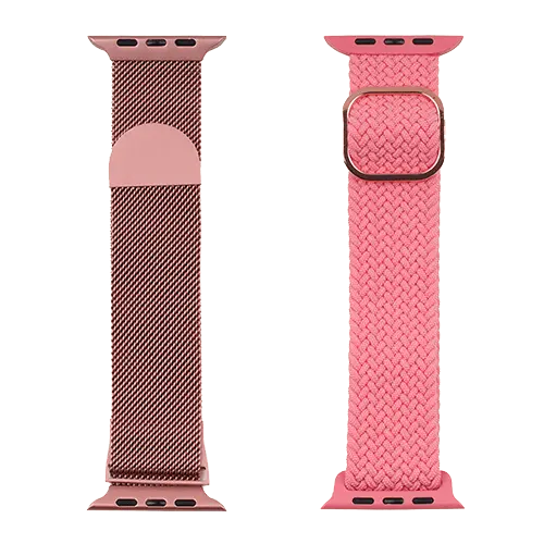 JUST IN CASE Zamenske narukvice 2u1 za Apple pametne satove 42-45mm Pink-Pink