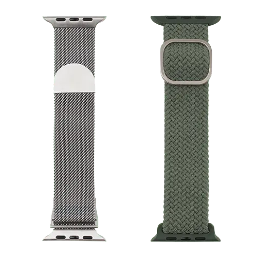 JUST IN CASE Zamenske narukvice 2u1 za Apple pametne satove 42-45mm Silver-Green
